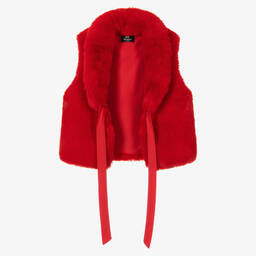 Bowtique London-Girls Red Faux Fur Gilet | Childrensalon Outlet