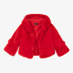 Bowtique London-Красная куртка из искусственного меха с капюшоном | Childrensalon Outlet