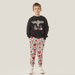 BOY London-Grey & Red Heart Logo Joggers | Childrensalon Outlet
