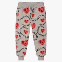 BOY London-Grey & Red Heart Logo Joggers | Childrensalon Outlet