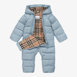 Burberry-Baby Boy Cerulean Plaid Snowsuit | Childrensalon Outlet