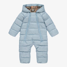 Burberry-Baby Boy Cerulean Plaid Snowsuit | Childrensalon Outlet