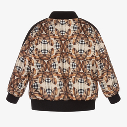 Burberry-جاكيت بومبر فيسكوز ساتان تويل لون بيج | Childrensalon Outlet