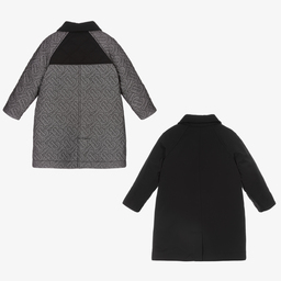 Burberry-Black Monogram Reversible Coat | Childrensalon Outlet