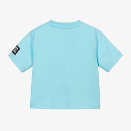 Burberry-Голубая футболка со львом из цветов | Childrensalon Outlet