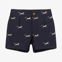 Burberry-Blue Wool & Silk Shorts | Childrensalon Outlet