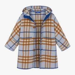 Burberry-Голубое пальто из шерсти в клетку | Childrensalon Outlet