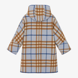 Burberry-Голубое пальто из шерсти в клетку | Childrensalon Outlet