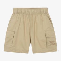 Burberry-Boys Beige Cargo Cotton Shorts | Childrensalon Outlet