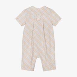 Burberry-Boys Beige Check Cotton Romper | Childrensalon Outlet