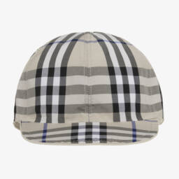 Burberry-Серая хлопковая двусторонняя кепка в клетку | Childrensalon Outlet