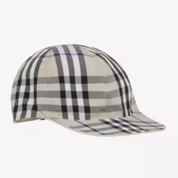 Burberry-Серая хлопковая двусторонняя кепка в клетку | Childrensalon Outlet