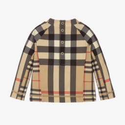 Burberry-Boys Beige Check Sun Guard Top | Childrensalon Outlet