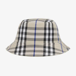 Burberry-Boys Beige Check Sun Hat | Childrensalon Outlet