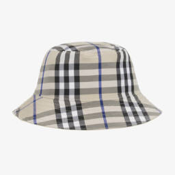 Burberry-Boys Beige Check Sun Hat | Childrensalon Outlet