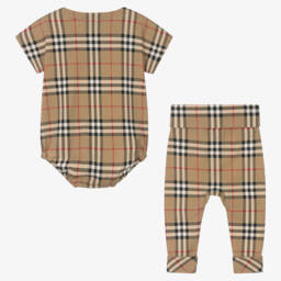 Burberry-Boys Beige Heritage Check Gift Ensemble | Childrensalon Outlet