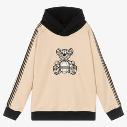 Burberry-Boys Beige Hooded Top with Bear Appliqué | Childrensalon Outlet