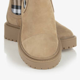 Burberry-Boys Beige Patterned Chelsea Boots | Childrensalon Outlet