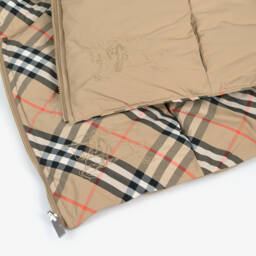 Burberry-Boys Beige Plaid Convertible Gilet | Childrensalon Outlet