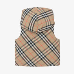 Burberry-Boys Beige Plaid Convertible Gilet | Childrensalon Outlet