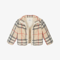 Burberry-Boys Beige Plaid Fleece Coat | Childrensalon Outlet