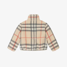 Burberry-Boys Beige Plaid Fleece Coat | Childrensalon Outlet