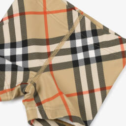 Burberry-شورت سباحة بيج بنقشة مربعات للأولاد | Childrensalon Outlet