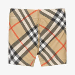 Burberry-شورت سباحة بيج بنقشة مربعات للأولاد | Childrensalon Outlet