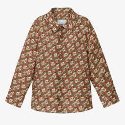 Burberry-Boys Beige Silk-Blend Button-Up | Childrensalon Outlet