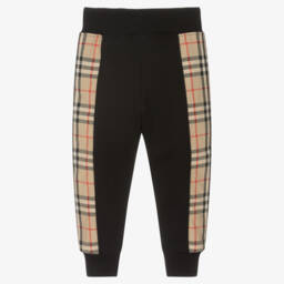 Burberry-Черные хлопковые джоггеры в клетку | Childrensalon Outlet