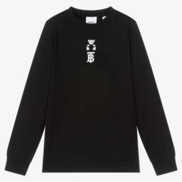 Burberry-تيشيرت قطن أسود للأولاد مع تصميم دب | Childrensalon Outlet