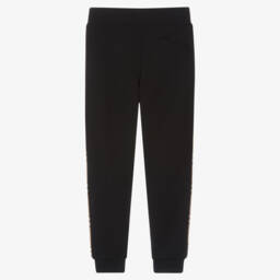 Burberry-Boys Black Joggers with Check Trim | Childrensalon Outlet