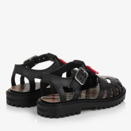 Burberry-صنادل جلي سوداء بشعار للأولاد | Childrensalon Outlet