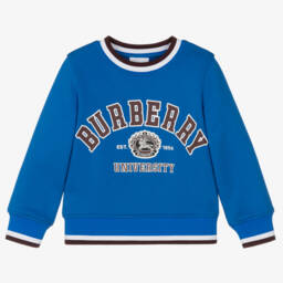 Burberry-Boys Blue Collegiate Cotton Pullover | Childrensalon Outlet