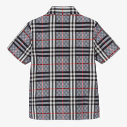 Burberry-Boys Blue Cotton Shirt | Childrensalon Outlet