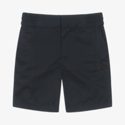 Burberry-Boys Blue Cotton Twill Shorts | Childrensalon Outlet