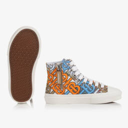 Burberry-Boys Blue Monogram High-Tops | Childrensalon Outlet