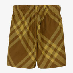 Burberry-Boys Checked Cotton Brown Shorts | Childrensalon Outlet