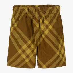 Burberry-Boys Checked Cotton Brown Shorts | Childrensalon Outlet
