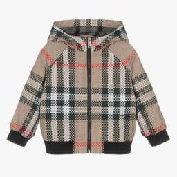 Burberry-Boys Classic Beige Patterned Coat | Childrensalon Outlet