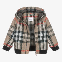 Burberry-Boys Classic Beige Patterned Coat | Childrensalon Outlet