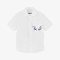 Burberry-قميص بوبلين أبيض كلاسيكي للأولاد | Childrensalon Outlet