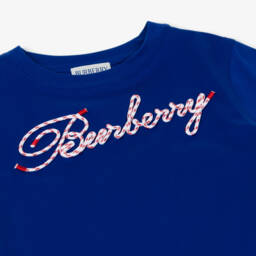 Burberry-Boys Cotton Blue Logo Tee | Childrensalon Outlet