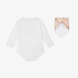 Burberry-Белый подарочный набор из хлопка с комбинезоном | Childrensalon Outlet