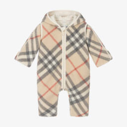 Burberry-بدلة أطفال دافئة بنقشة مربعات بيج | Childrensalon Outlet