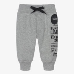 Burberry-Boys Grey Logo Print Joggers | Childrensalon Outlet