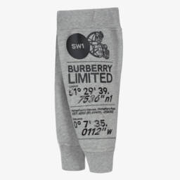 Burberry-Boys Grey Logo Print Joggers | Childrensalon Outlet