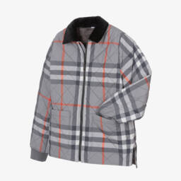 Burberry-Серое стеганое пальто в клетку для мальчиков | Childrensalon Outlet