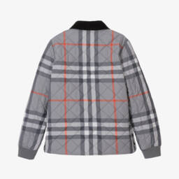 Burberry-Серое стеганое пальто в клетку для мальчиков | Childrensalon Outlet
