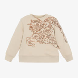 Burberry-سويتشيرت EKD قطن عضوي لون بيج | Childrensalon Outlet